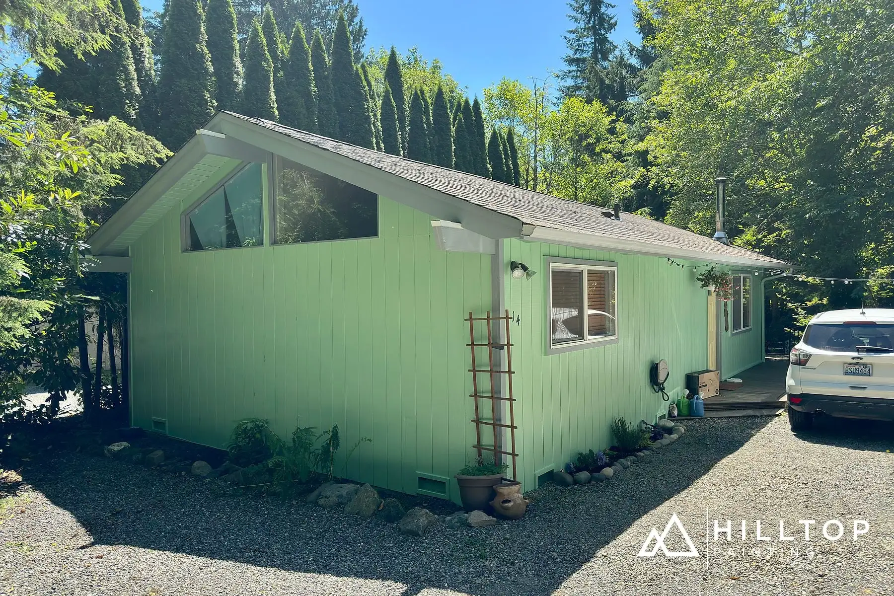 Relish SW 6443 in the Woods — a Bellingham Cabin & Shed Wake Up Green