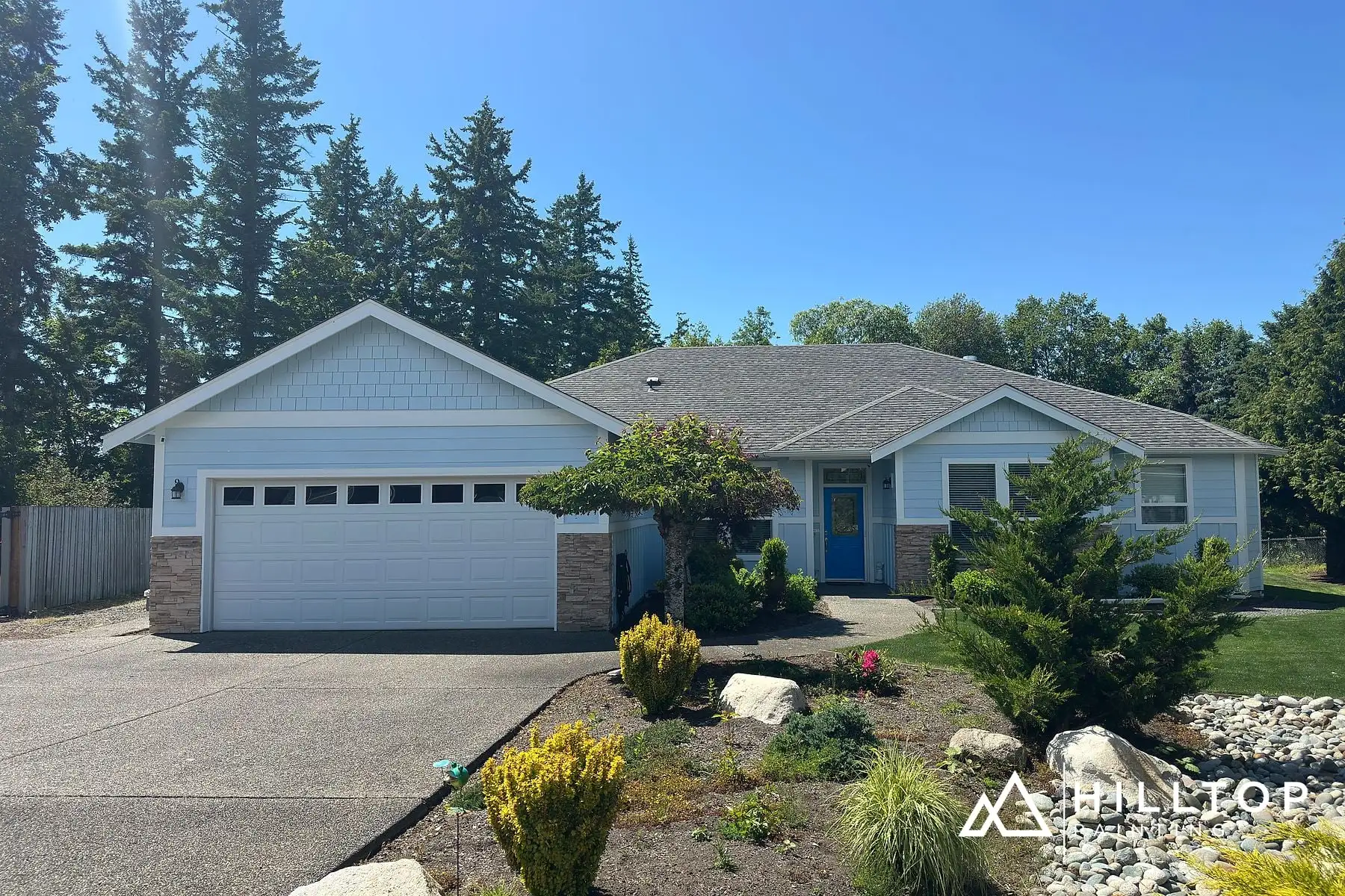 Moonmist SW 9144 with a Dynamic Blue Door — a Bellingham Rambler Lightens Up