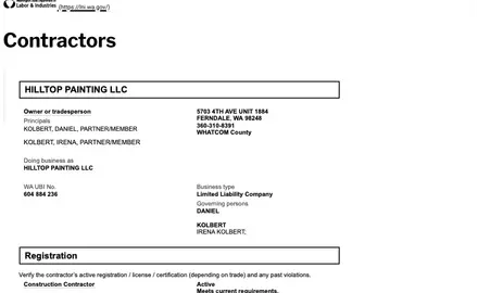 WA Contractor License # HILLTPL784KP